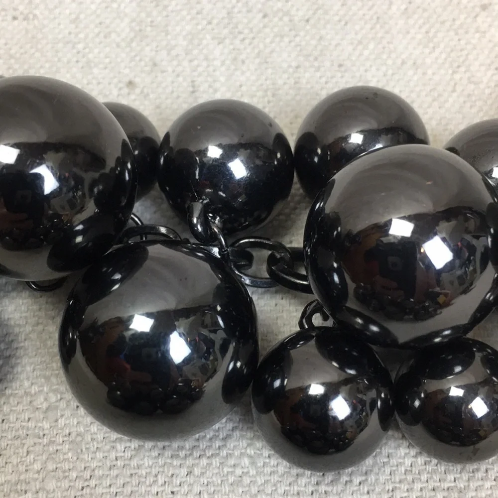 Gunmetal grey bead statement necklace bracelet set